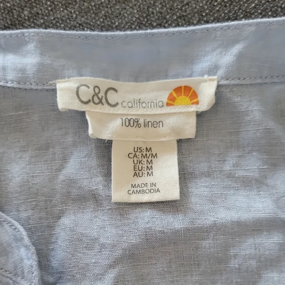 C&C California Sky Blue Linen Shirt - Picture 3 of 4